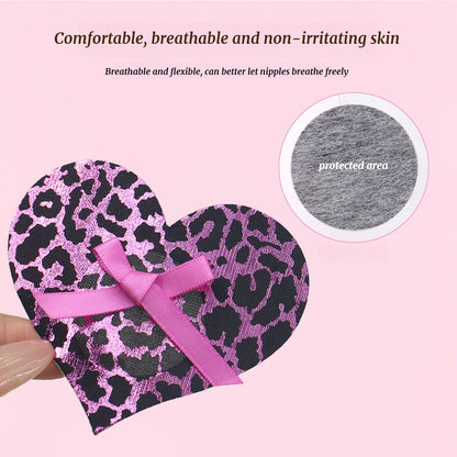 10 Pairs Rose Pink Leopard Print Disposable Anti-Shine Bra Patch