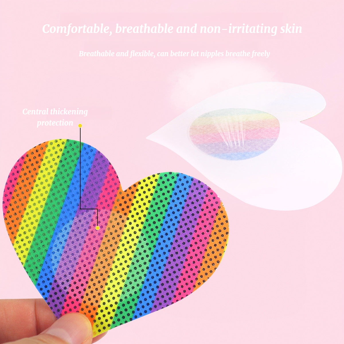 10 Pairs disposable rainbow striped polka dot nipple patch