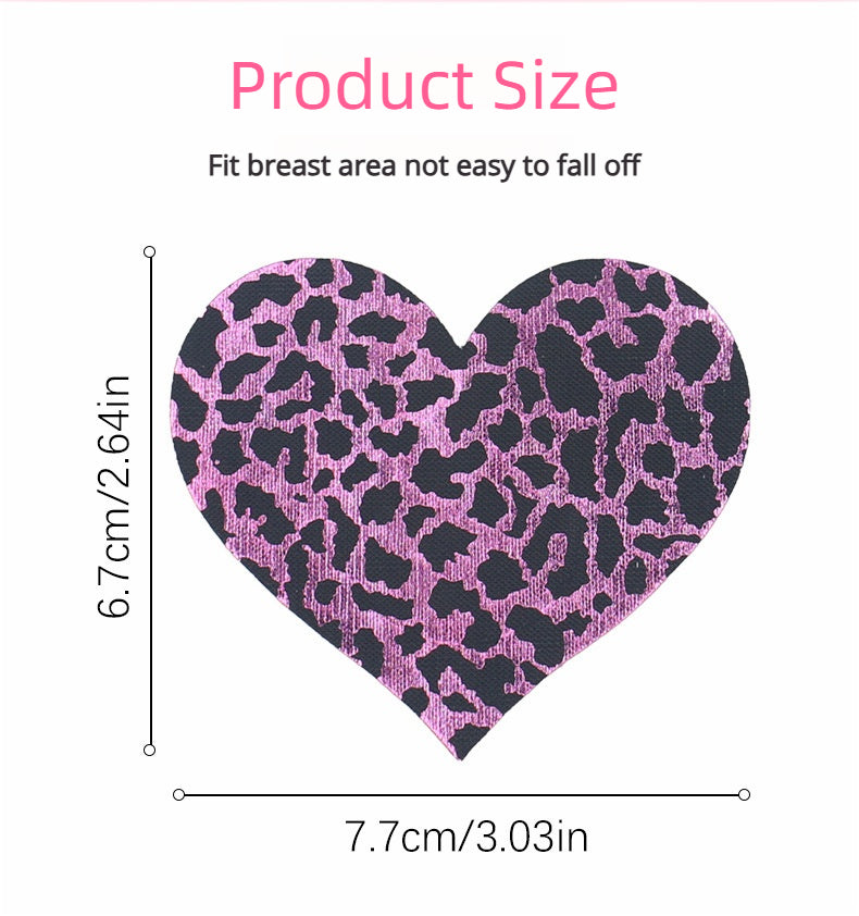 10 Pairs Rose Pink Leopard Print Disposable Anti-Shine Bra Patch