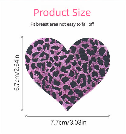 10 Pairs Rose Pink Leopard Print Disposable Anti-Shine Bra Patch