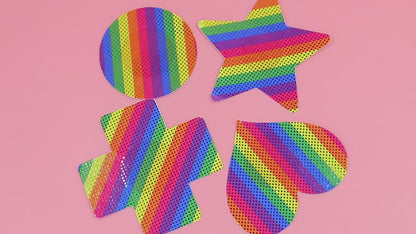 10 Pairs disposable rainbow striped polka dot nipple patch